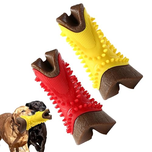 KUBDPQOR 2 Piezas Juguetes para Perros, para Limpiar los Dientes de los Perros, Huesos de Goma indestructibles