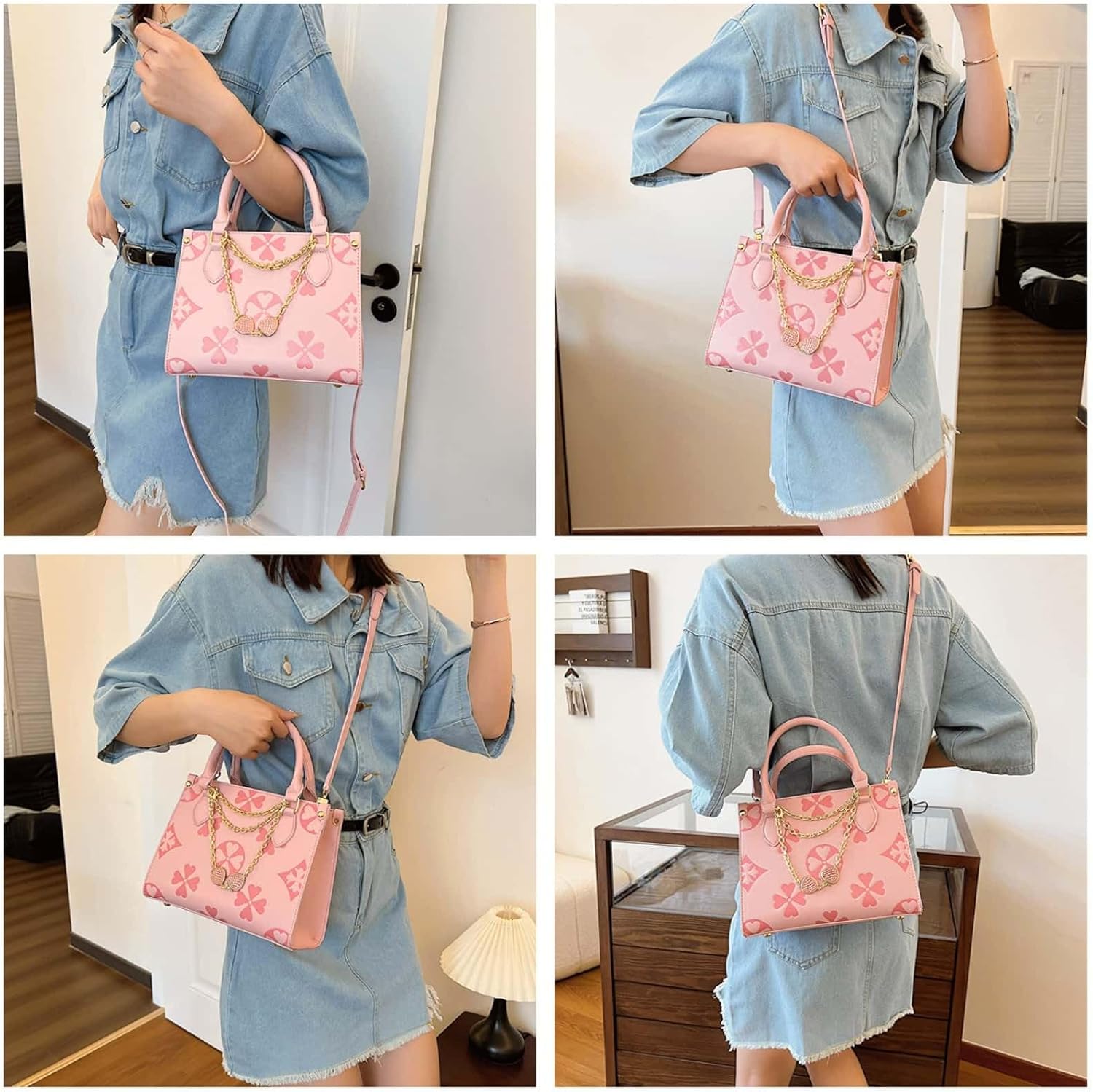 Crossbody Bags for Women Trendy Fashion Floral Pattern Large Tote Shoulder Bag Purse for Daily Use Work Shopping Party