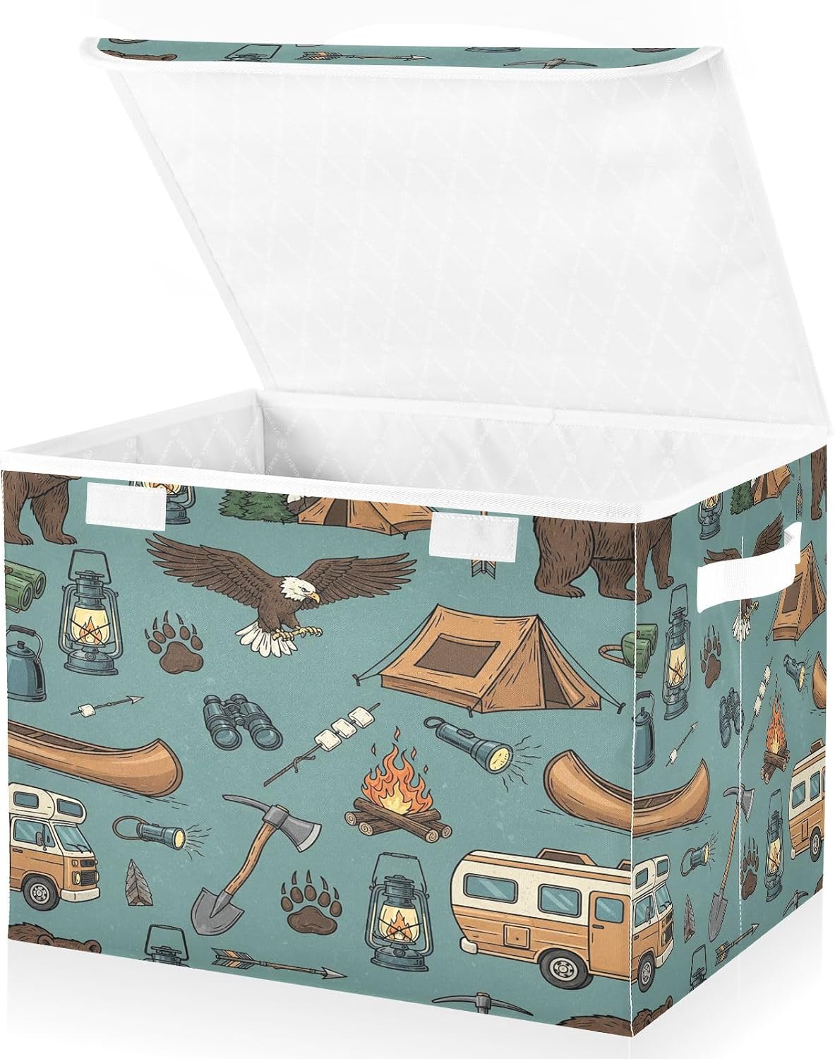 Camping Adventure Wildlife Storage Bins with LidsNature Outdoor Gear Foldable Storage Basket with Handles Collapsible Large Fabric Organizer Containers for Clothes Shelves Closet Office Home