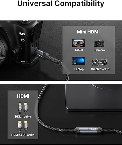 Miniatura 2 de JSAUX Paquete de 2 adaptadores mini HDMI a HDMI, macho a HDMI hembra con 4K 60Hz HDR 3D 18Gbps Dolby, compatible con DSLR, videocámara, tarjeta