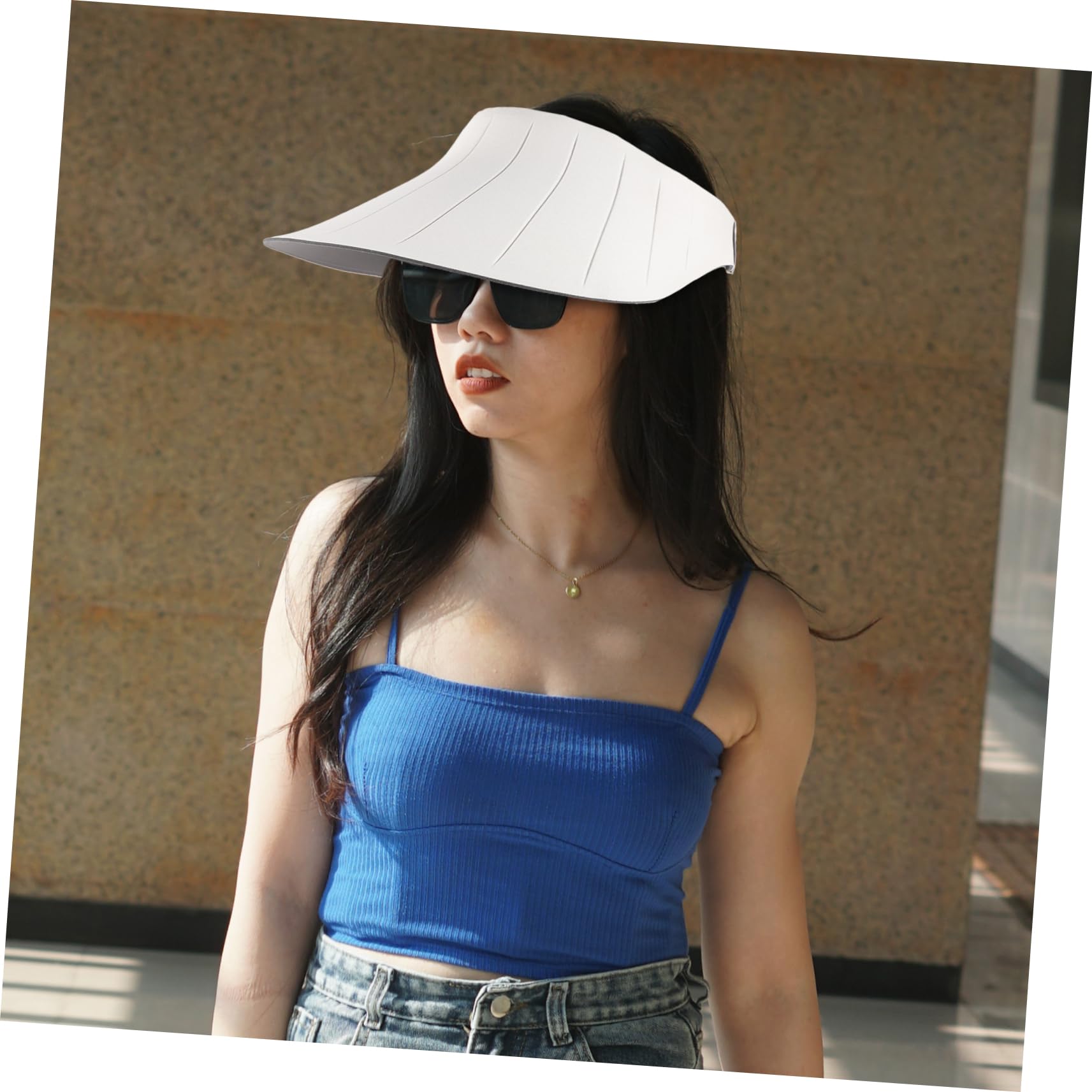 Sombrero de Verano para Mujer, Playa, Plegable, UV, Chinlon Blanco