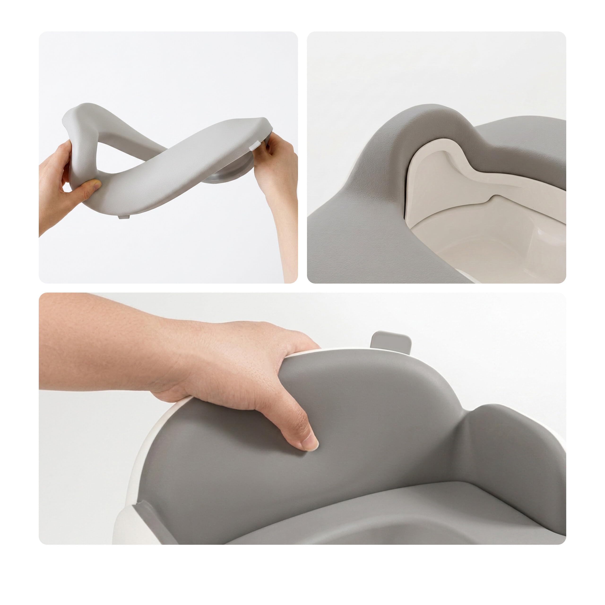 Relaxdays Vasino 4-in-1 con coperchio, grigio | A x L x P: 33,5 x 36,5 x 29 cm, riduttore WC e sgabello, da viaggio