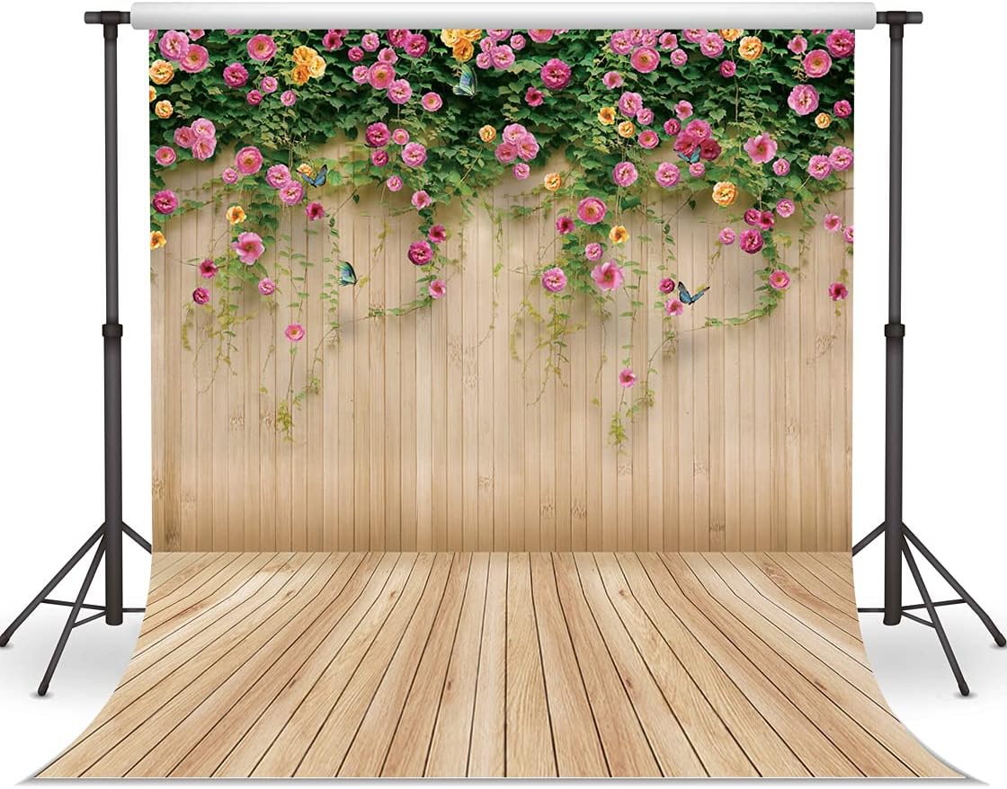 Spring Flower Wall Backdrop Colorful Roses with Butterflies Background Ideal for Spring Photo Shoots Wedding Bridal Shower Garden Themed Parties Studio Props 10x10FT 8909