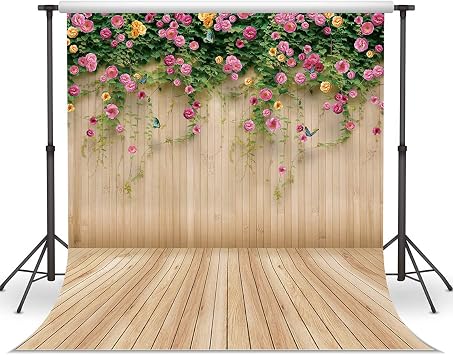 Spring Flower Wall Backdrop Colorful Roses with Butterflies Background Ideal for Spring Photo Shoots Wedding Bridal Shower Garden Themed Parties Studio Props 10x10FT 8909