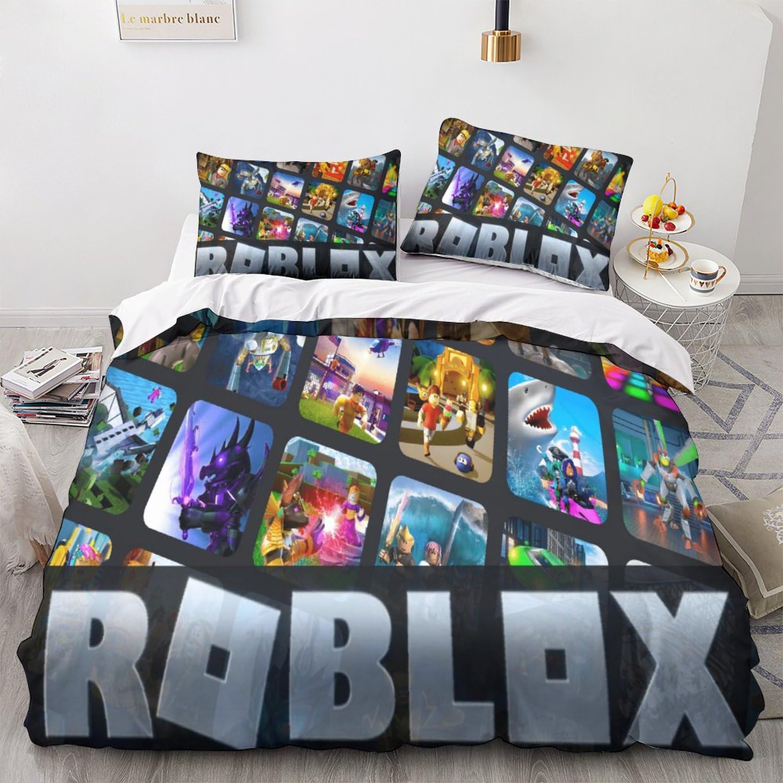 Roblx Beddengoed 3 Delige Set, Roblx Dekbedovertrek 135 x 200 cm en 2