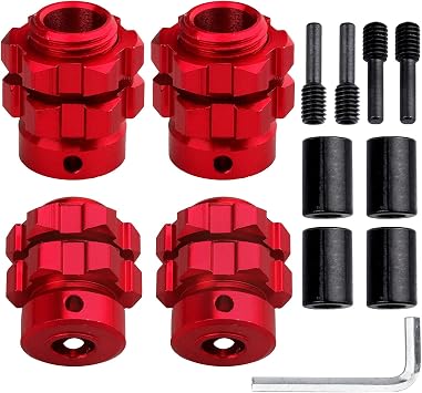 Aluminum 17mm Hex Wheel Hub Adapters for 1/10 Traxxas Summit Losi Baja Rey Set of 4 Red