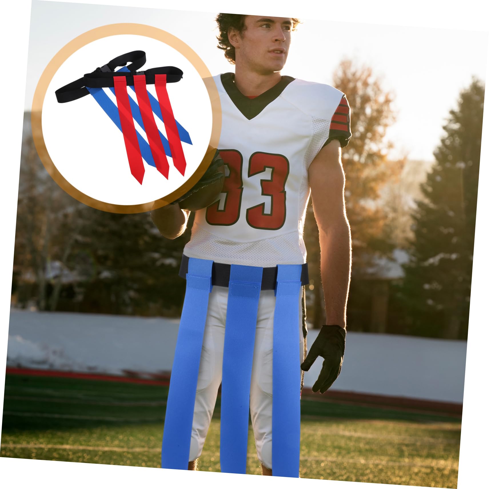 MUSISALY 2pcs Adjustable Football Flag Belts Reusable Waist Flags for Teens Adults Nylon Pvc Material for Outdoor Game Red Each