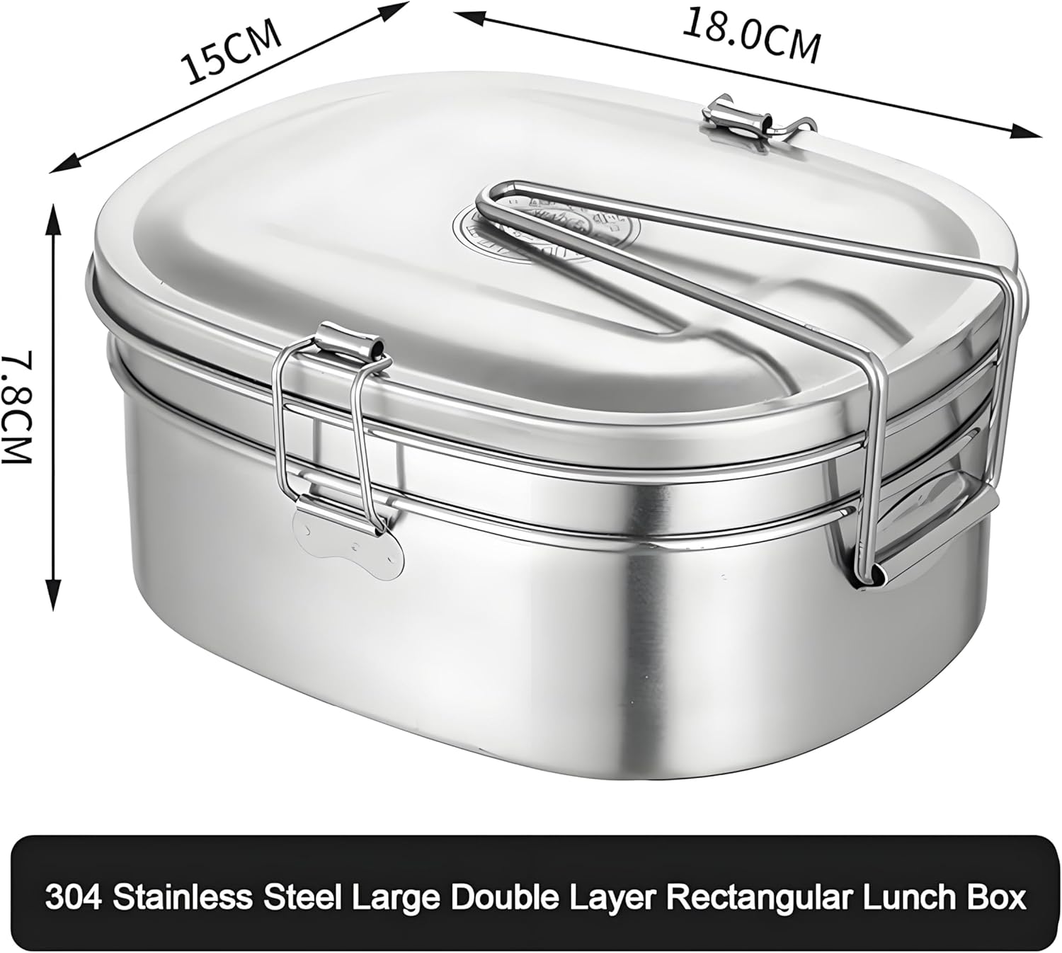 Stainless Steel Bento Box - Adult Steamed Lunch Box Leak-Proof Container Round/Rectangular Outdoor Divided Lunch Box for Home, Office, Picnic, Camping, and Travel (Double Layer, 1150ml)