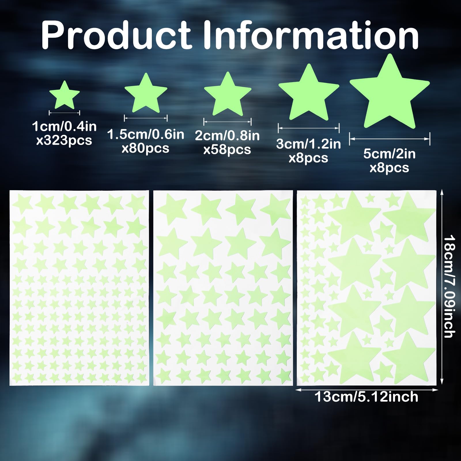 Etoiles Phosphorescentes Lot 477 Étoiles Lumineuses Autocollantes HJZHII - Stickers Phosphorescents Plafond Chambre Ciel étoilé Chambre Enfant