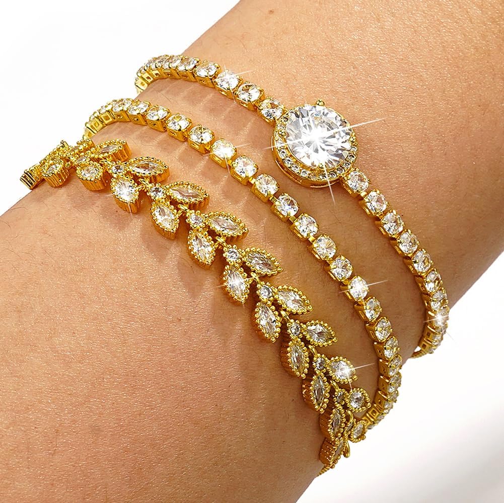 Suyi Tennis Bracelet Cubic Zirconia Bracelet Gold/Silver Plated Bracelets for Women - Image 3