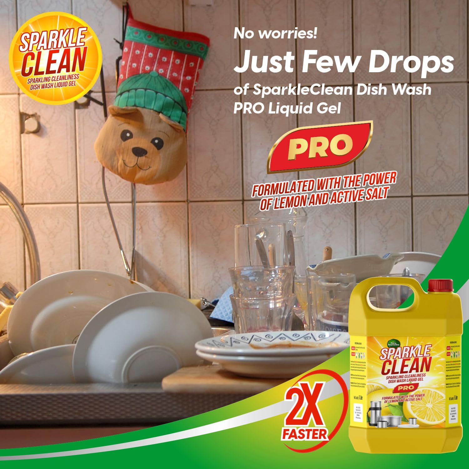 Parle Ropvatika SparkleClean Dishwash Liquid Gel Lemon 5 Liter can With Lemon Fragrance, Leaves No Residue, Grease Cleaner For All Utensils (Lemon: 5 Liter) 2