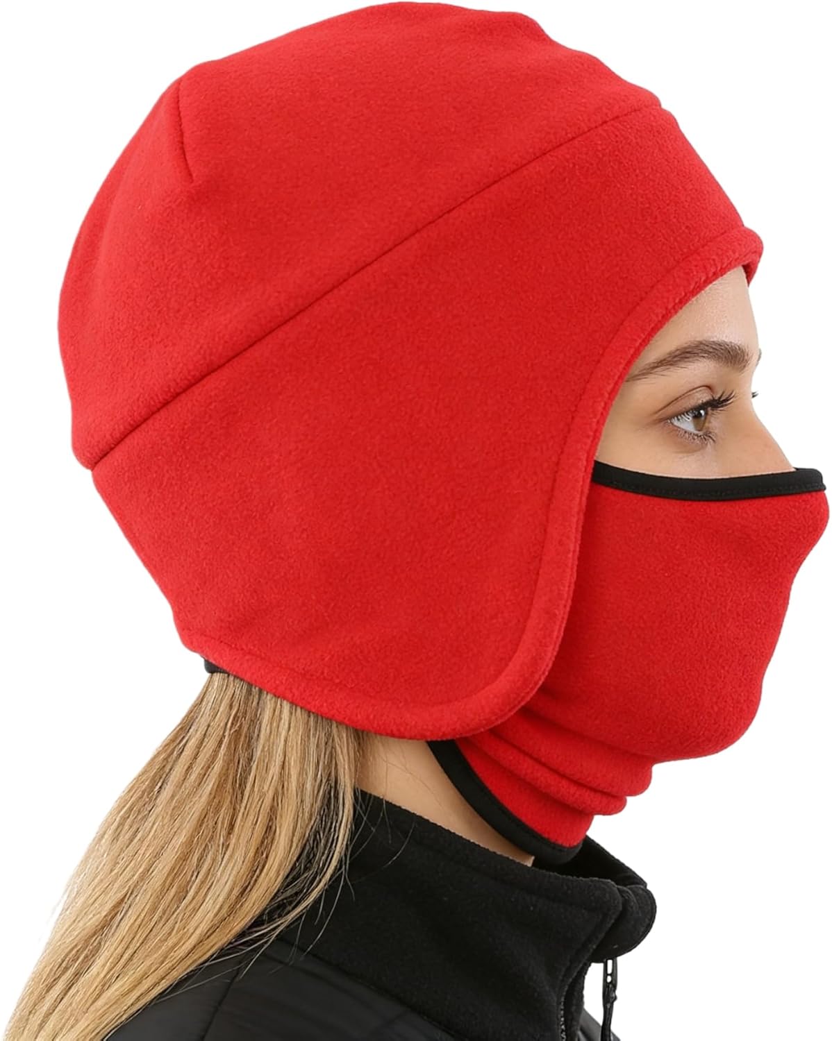 LLmoway Men’s Warm 2 in 1 Hat Winter Fleece Earflap Skull Sports Beanie Ski Mask - Image 4