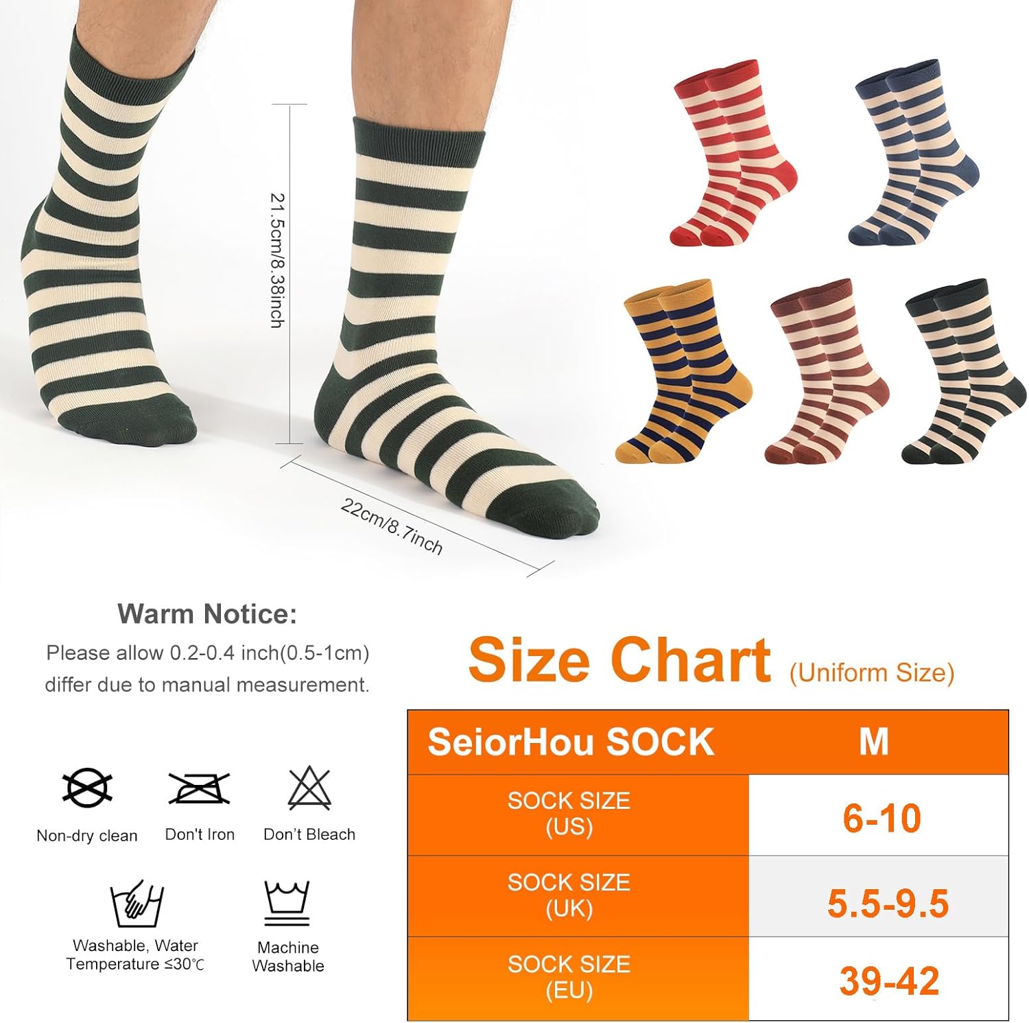 Striped Socks Tube Socks Retro Style Colorful Crew Funny Sock - Image 2