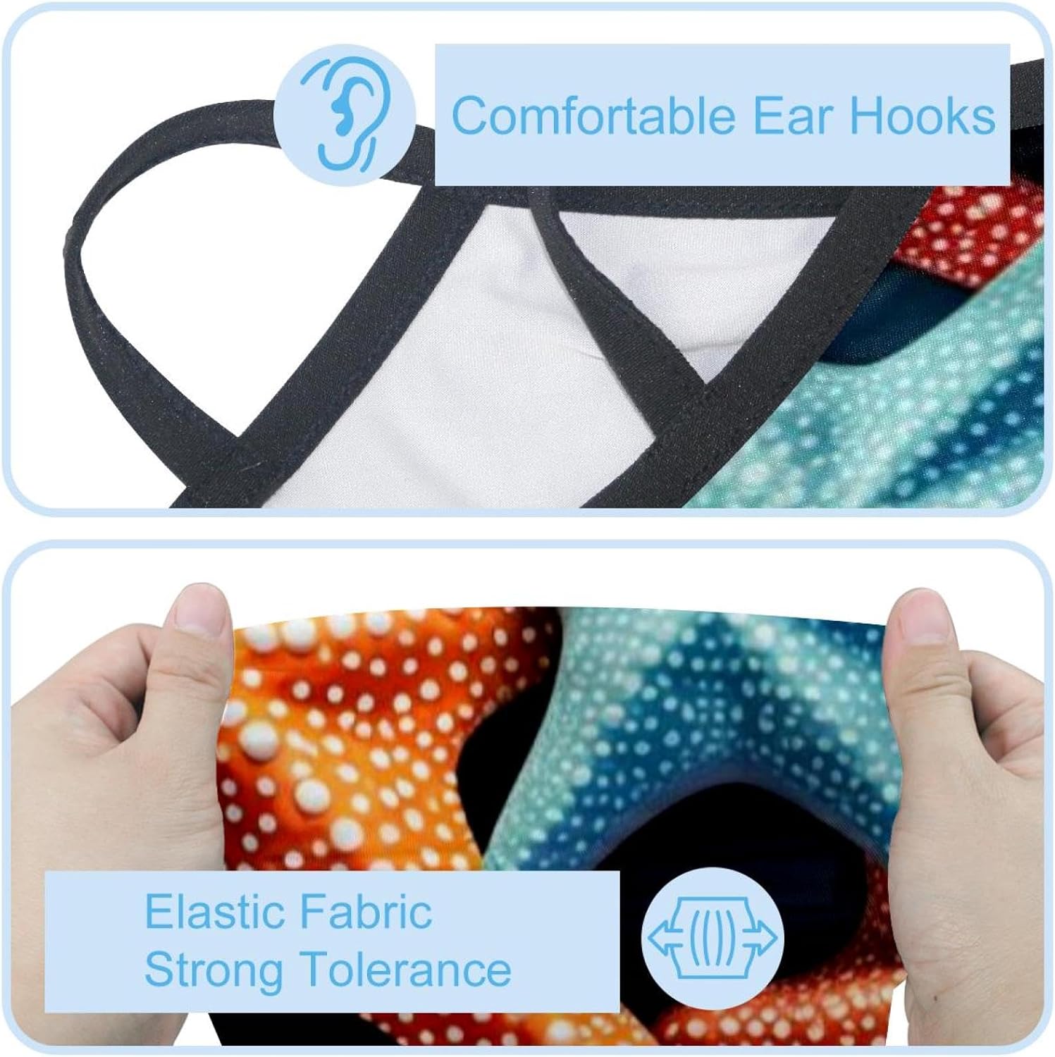 4 Pieces Cooling Neck Gaiter Face Cover for Sun Protection Starfish Face Mask Reflective for Men Women Fishing Cycling Hiking
