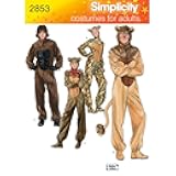 Simplicity 2853 Gorilla, Lion, bear and Cat Sewing Pattern for Adult Men and Women by Andrea Schewe Sizes XS-XL, Red