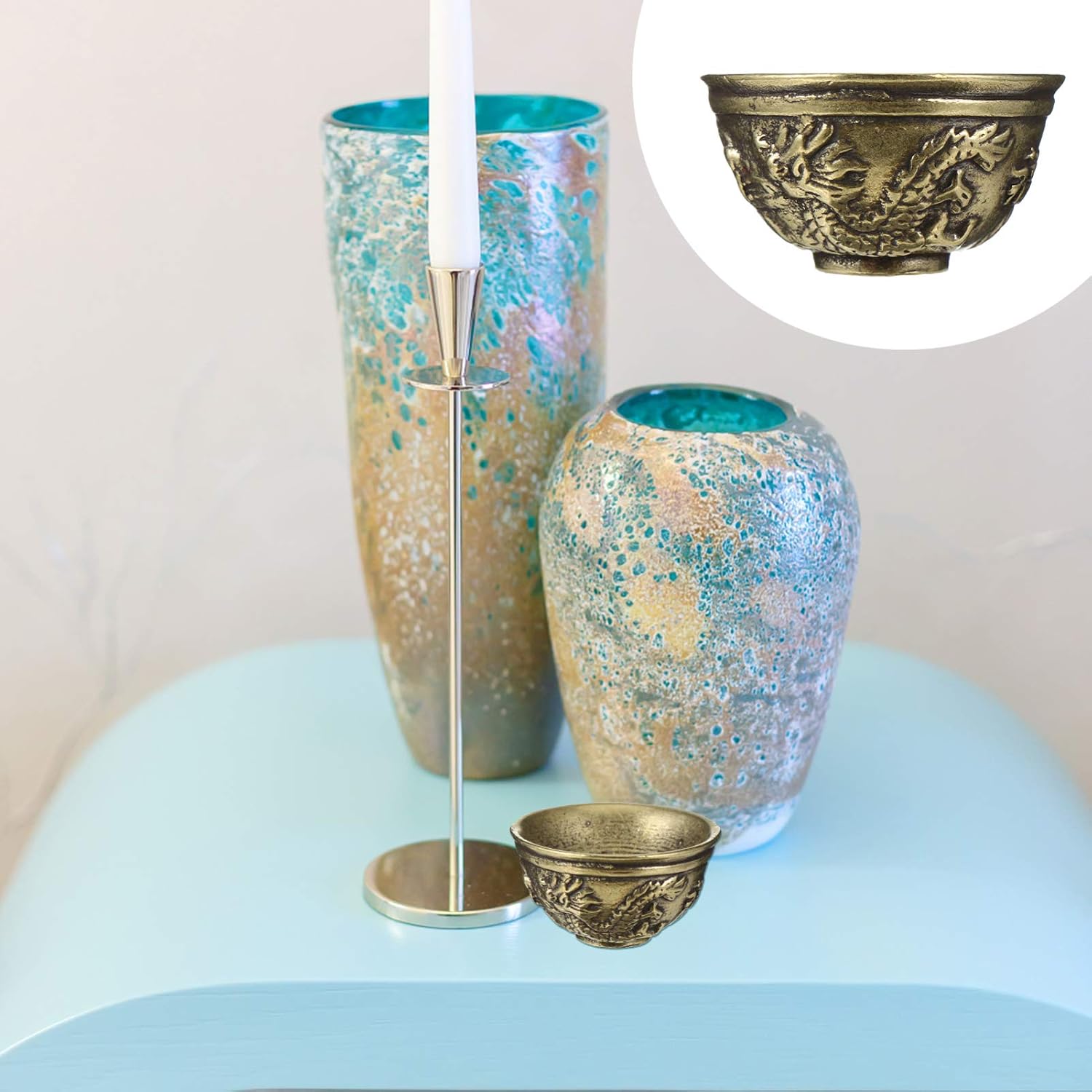 Miniature Brass Bowl Decorative Brass Bowl Antique Carved Ornament Decorationj (), 3X3X1.5CM - Image 4