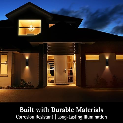 Miniatura 6 de Ultralux Lámpara de pared moderna LED de 12 pulgadas, color negro mate, lámpara de pared para puerta delantera, lámpara de 2000 lúmenes, lámpara