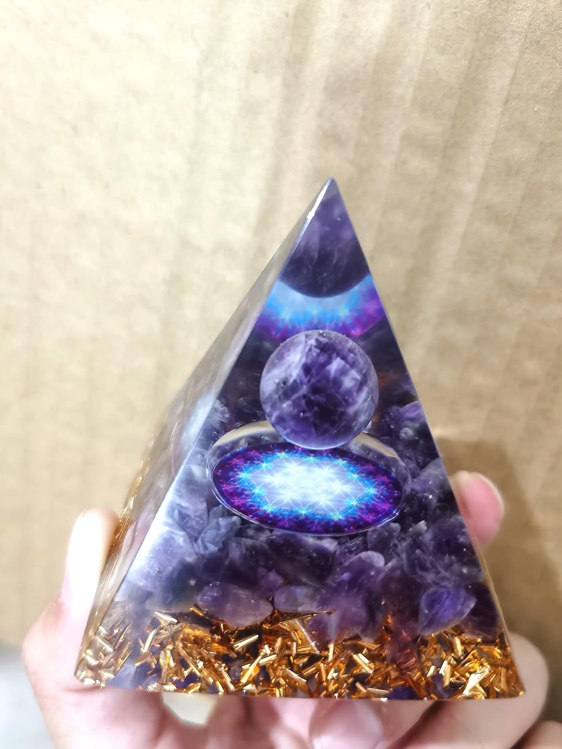 ycyingcheng Amethyste Pyramid Ogan Crystal Energy Tower, Nature Reiki Chakra Crushed Stone - Image 4