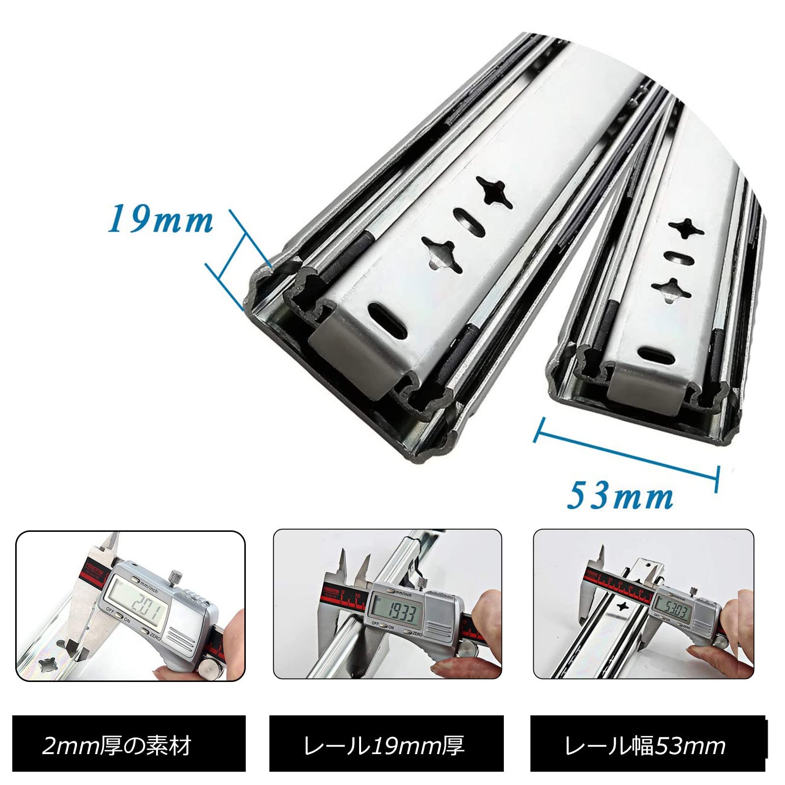 1 Paio di Guide per cassetti con Cuscinetti a Sfera per carichi Pesanti - Guide per cassetti ad Estrazione Totale da 300 mm 1200 mm - per Camper, Camion, distributori Automatici, attrezzatur
