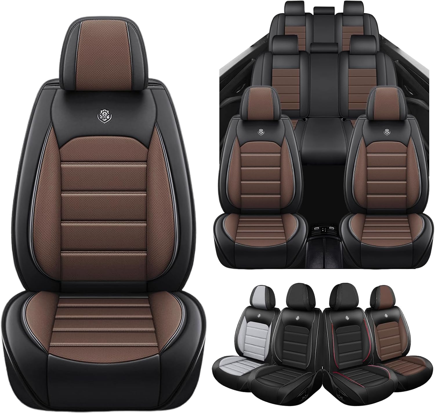 Seat Covers Custom Fit for Infiniti QX80 2014-2026, 8 Seat, Compatible Airbag Non-Slip Waterproof Leather Seat Cover, Luxury Interior Car Seat Covers Full Set, Black Coffee
