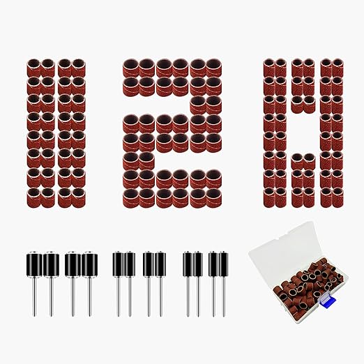 132 Pieces Sanding Drum Set with Free Box, Power Rotary Tool Sanding Drums for Rotary Tool, Aluminum Oxide Sanding Drum Set for Dremel Rotary Tool