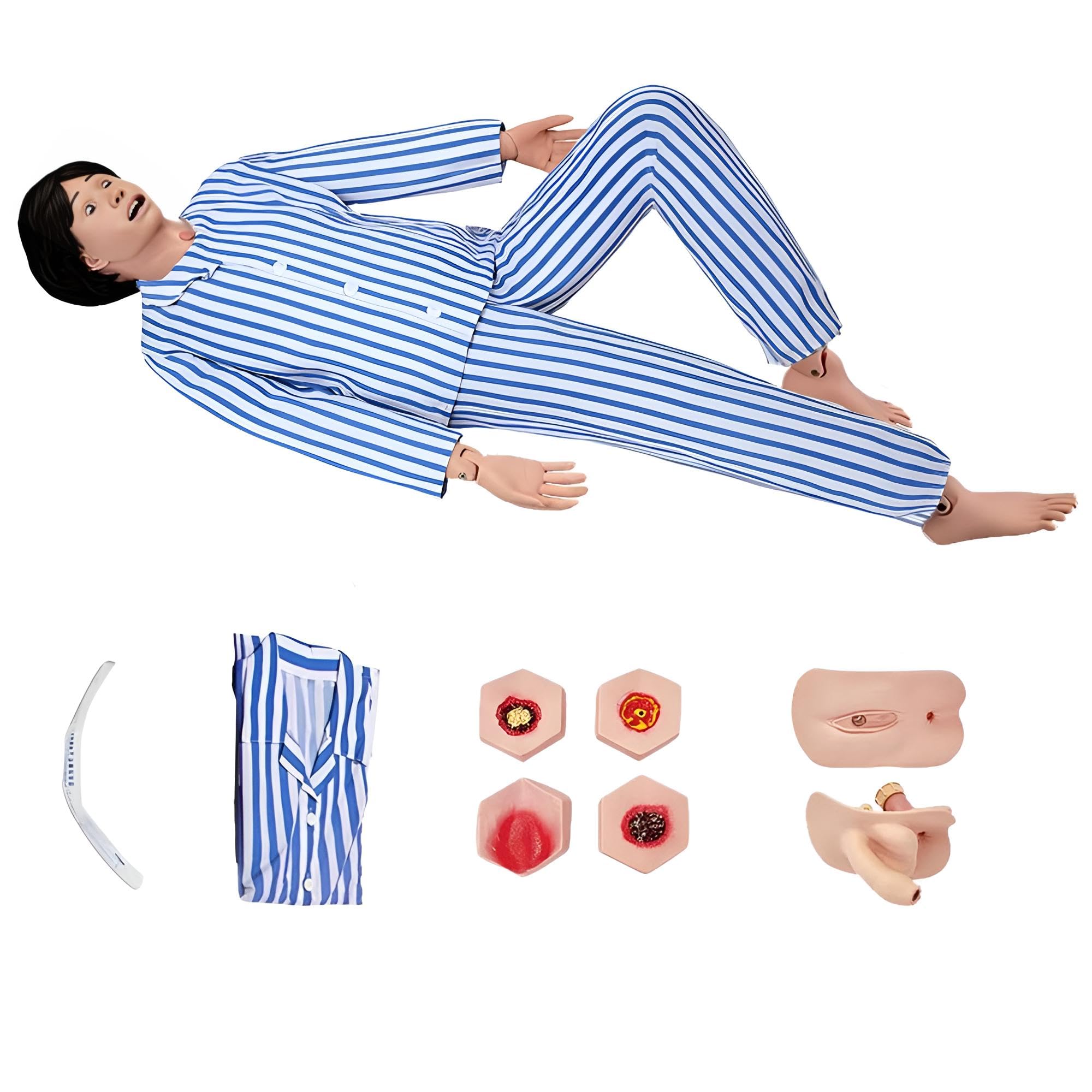 Geriatric Training Manikin Patient Care Skills Mannequin with Interchangeable Genitals and Bedsore Modules for Nursing Medical Training Teaching Medical Supplies,Female