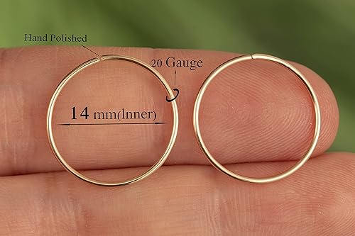 Miniatura 136 de Gold Hoop Earrings Silver Hoop Earrings - Hoop Earrings For Women Two Pcs Of Thin Gold Filled Sterling Silver Hoops, Helix Hoop, Tragus Ring