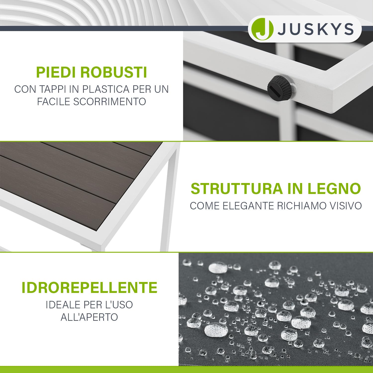Juskys set di mobili da giardino Bari da 5 pezzi - Set lounge con tavolino e cuscini - Salottino da giardino, terrazzo, aree esterne - Grigio