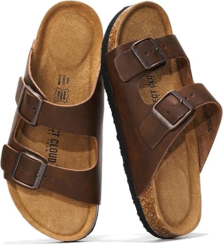 Vista 20 de Project Cloud - Sandalias planas de cuero auténtico para mujer, esenciales para la playa, sandalias de espuma viscoelástica, esenciales para Canela