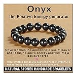 AD Beads Handmade Gemstone Stretch Elastic Bracelet Crystal Healing Reiki Nature\'s Beauty and Spiritual Essence Unisex (12mm, Black Onyx)