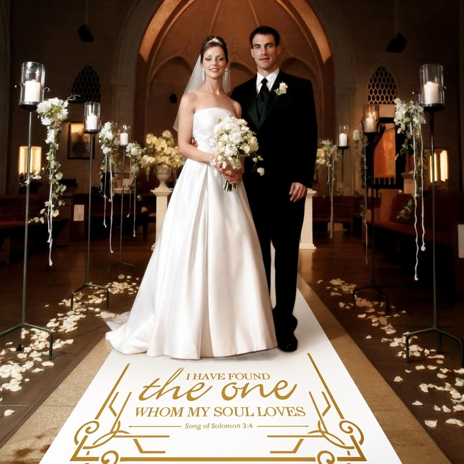 FrenzyBird Thickened Aisle Runner for Wedding CeremonyFeet White Aisle Runner Walkway for Indoor Outdoor Wedding Church Decorations ，Halloween Parties can Also use a Carpet，50g(Gold, 3x50Feet)