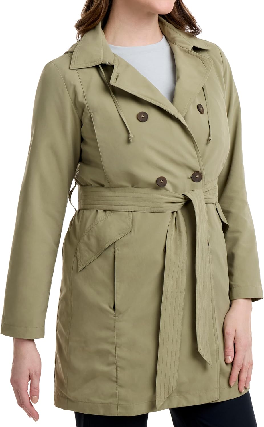 SCOTTeVEST Tabitha Trench Coat for Women - 21 Hidden Pockets - Soft Shell Water Repellent Jacket for Travel & More