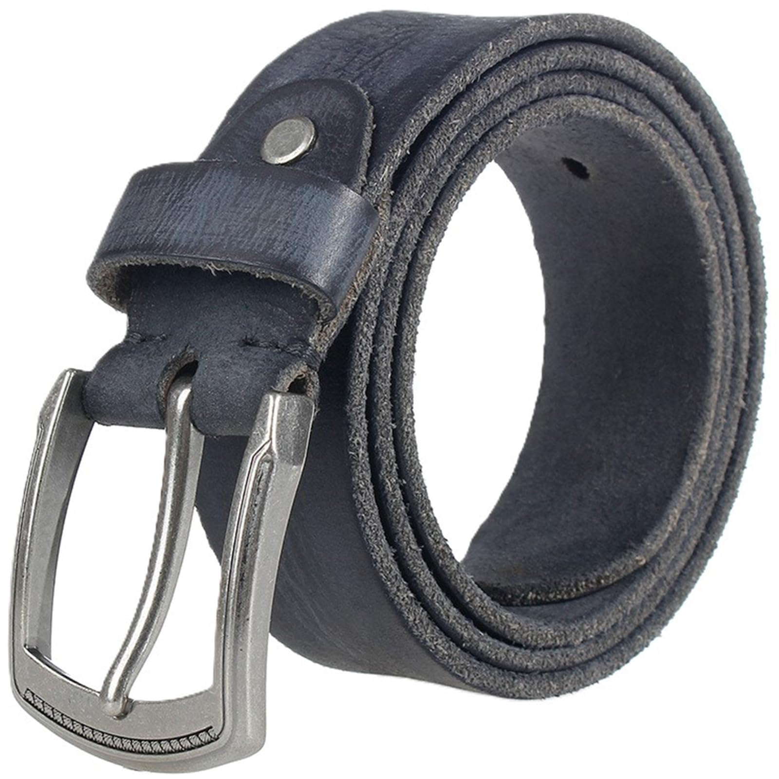 AGUTALITHIC Vintage Distressed Genuine Leather Belt for Men Women Classic Prong Alloy Buckle 38mm Wide Versatile Casual Strap(110cm/43, Black)