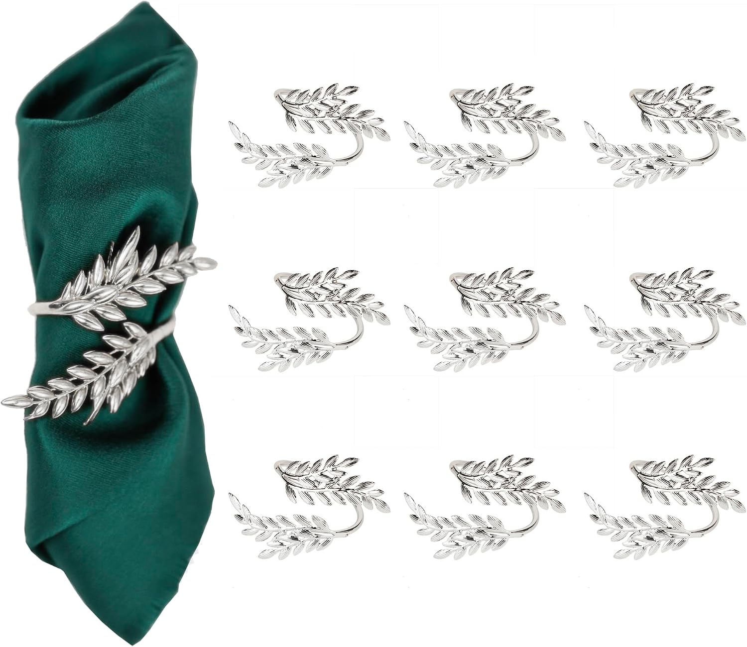 Napkin Rings 10Pcs Metal Gold Wheat Ear Shape Napkin Holder for Party