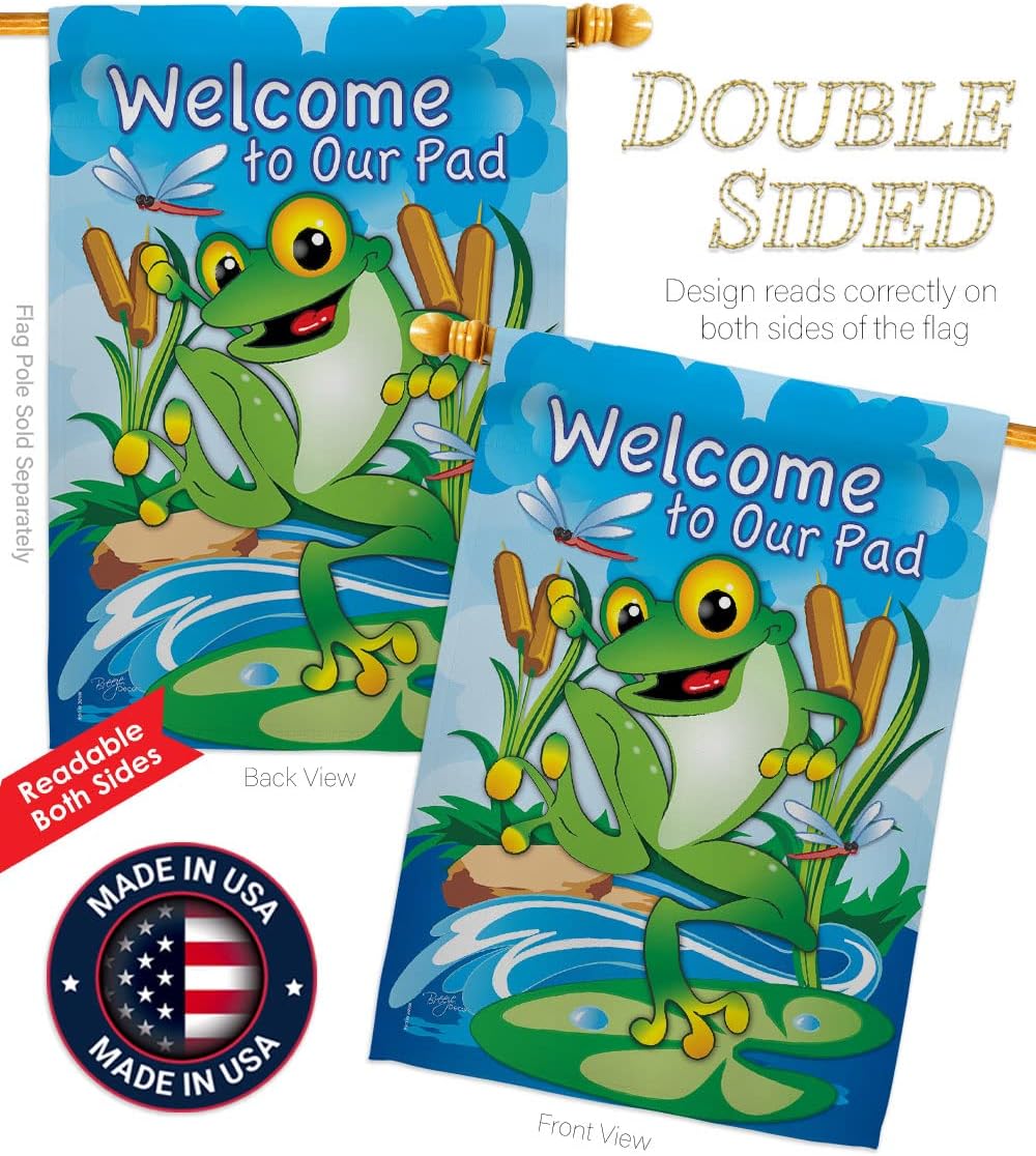 Breeze Decor - Frog Garden Friends - Everyday Impressions Decorative Vertical House Flag 28" x 40"