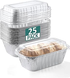 25 Pack Disposable Aluminum Loaf Pans with Lids - 1 Lb Mini Loaf Pans