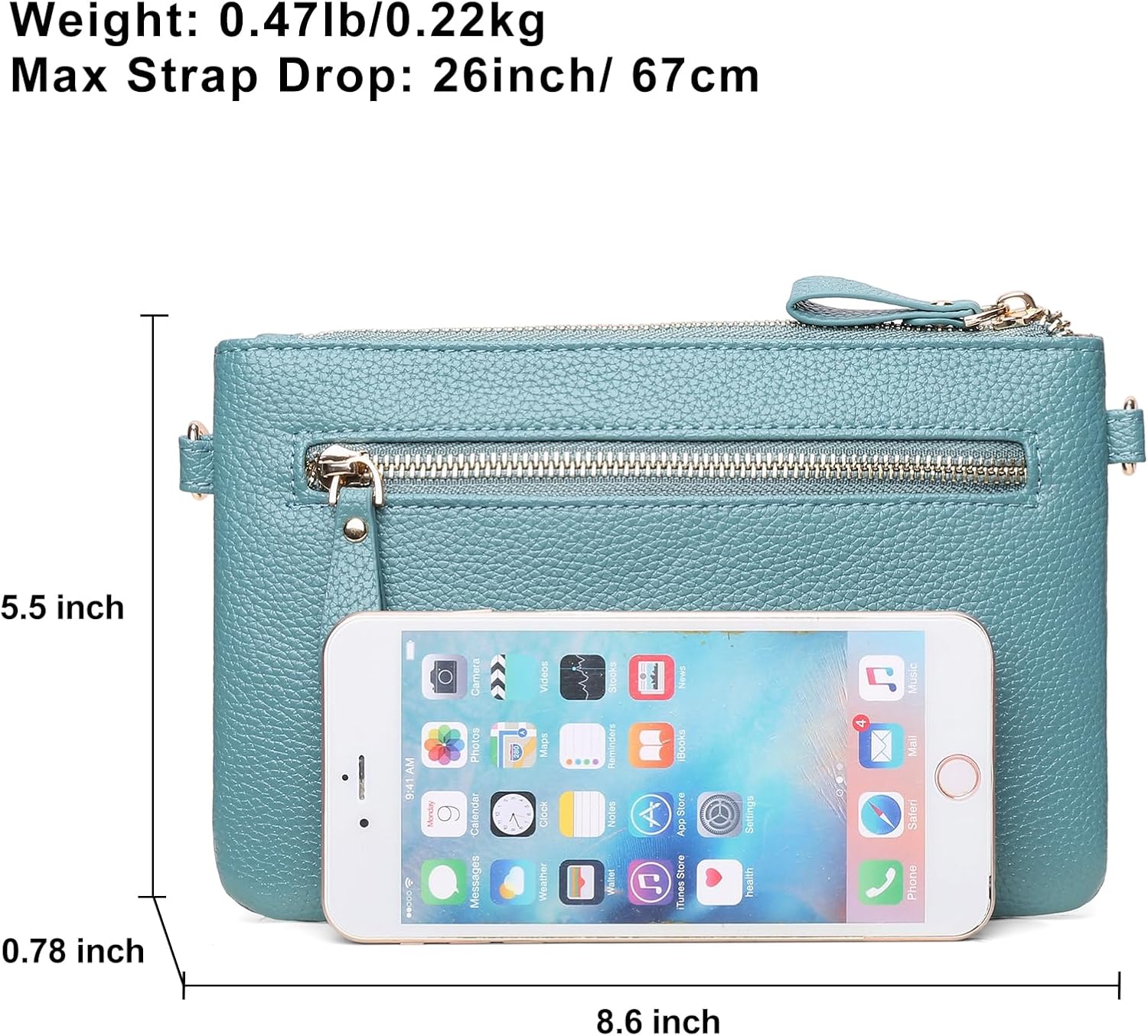 SENDEFN Leather Wristlet Clutch Small Women Crossbody Shoulder Bag Wallet Purses RIFD Card Slots - Image 5