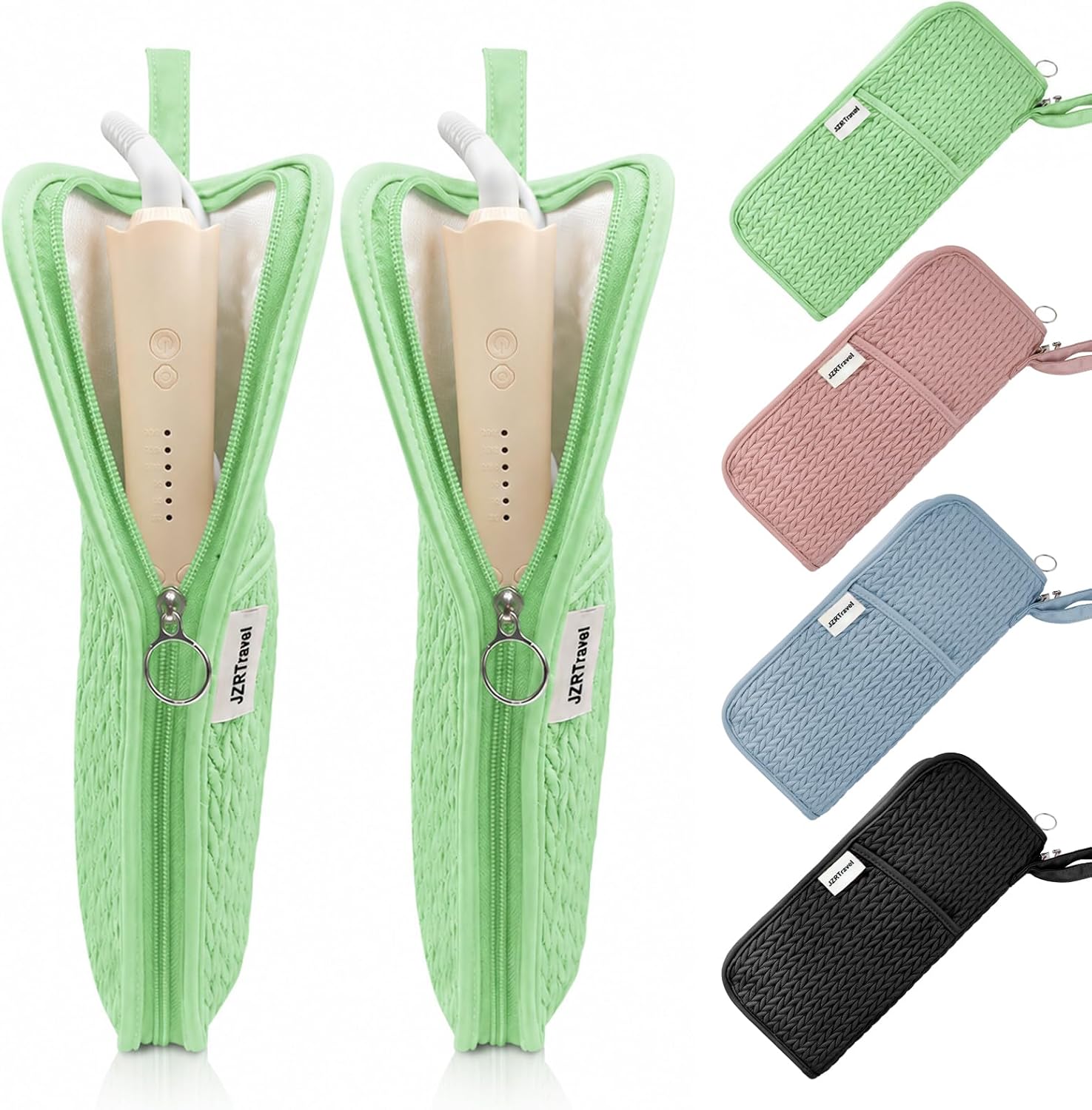 2 Pack Heat Resistant Hair Tool Travel Bag 2 in 1 Heat Proof Mat Organizer