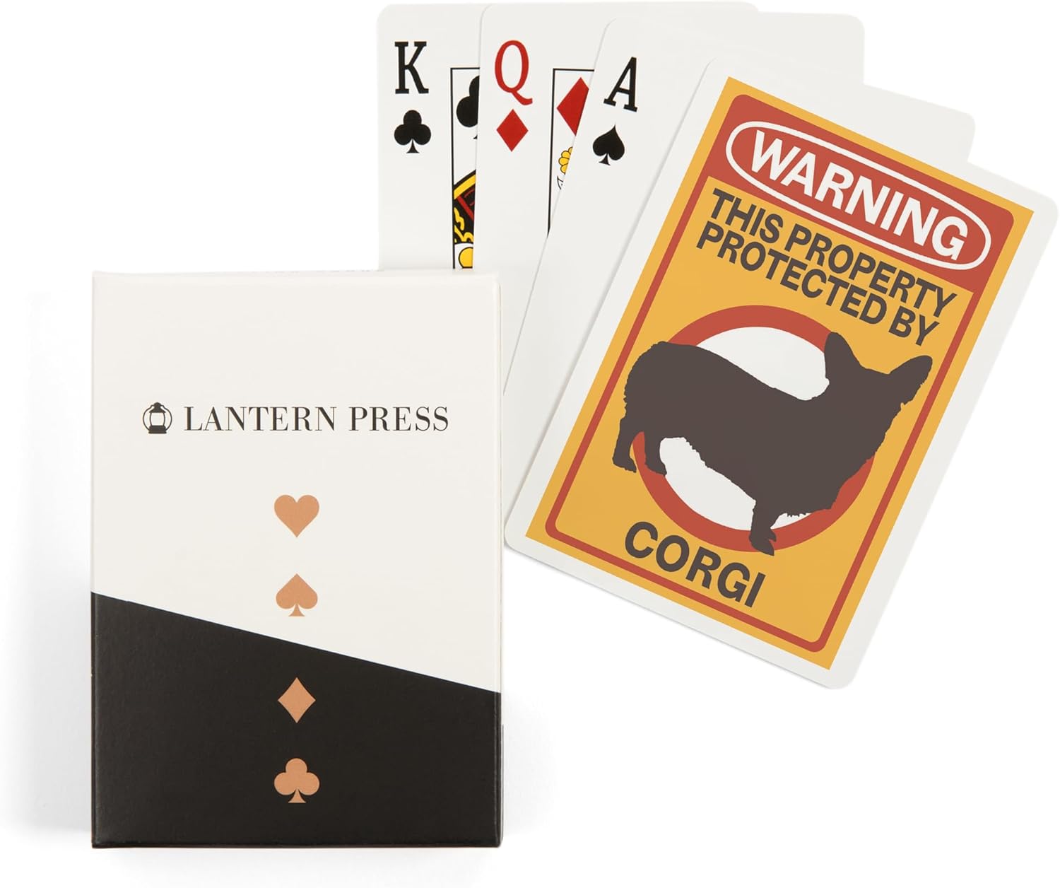 Lantern Press Corgi, Warning, 52 Playing Cards for Adults, Poker Size Card Deck