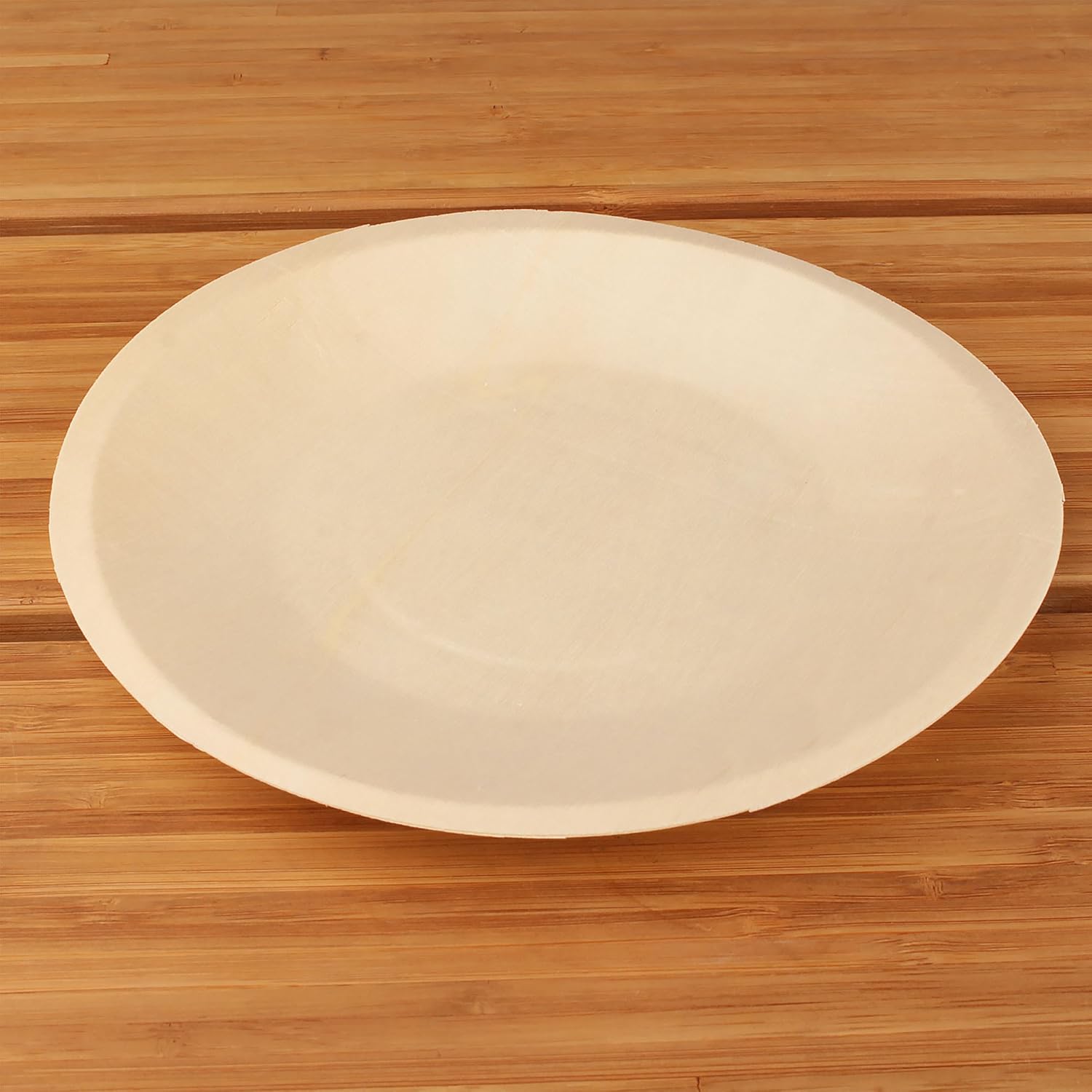 BambooMN Brand - 7.5" Dia Disposable Wood Round Plates, 25 Pieces