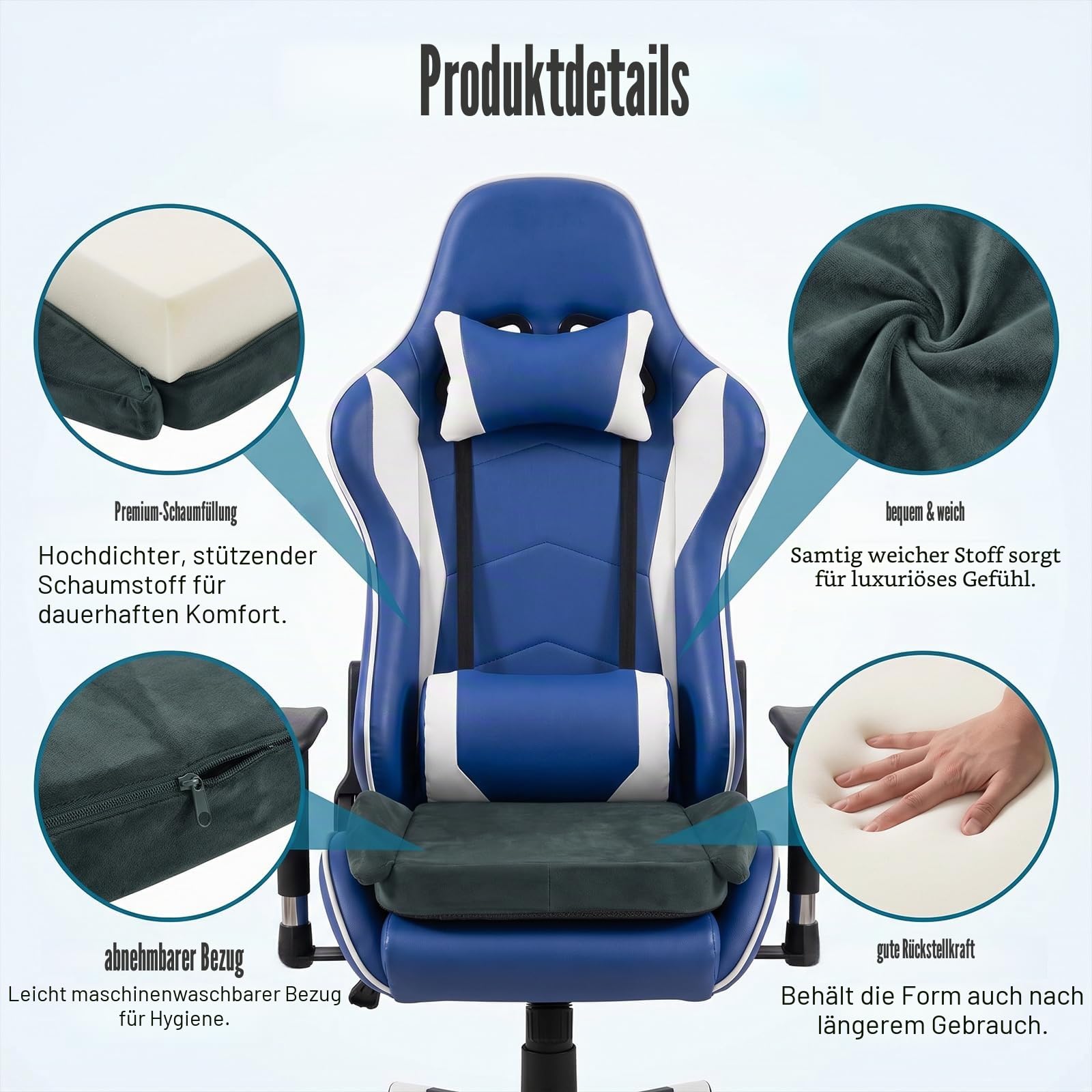 Ergonomisches Sitzkissen für Gaming-Stuhl & Bürostuhl, Steißbein Entlastung & Orthopädischer Komfort, für Bürostuhl E-Sport & Studium Druckentlastend & Atmungsaktiv Unterlage für langes Sitzen