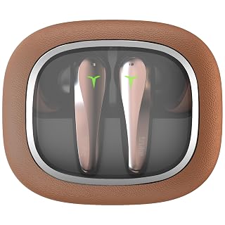 truke New Launch Crystal Dyno Leather Finish True Wireless in Ear Earbuds w/Spatial Audio, 70H Battery Rapid Charge Ear Buds, 13mm Driver HiFi Sound TWS, 40ms Ultra Low Latency, 4Mics ENC - OakBrown - Amazon product rated Grade A