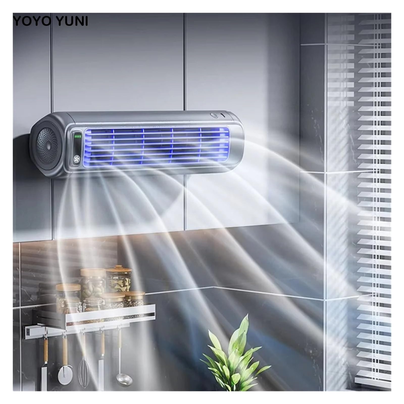 Ventilatore A Torre Portatile Ricaricabile A 3 Velocità Da Scrivania | Ventilatore da terra silenzioso,ricaricabile,senza foratura,3 velocità,per ufficio.(White)
