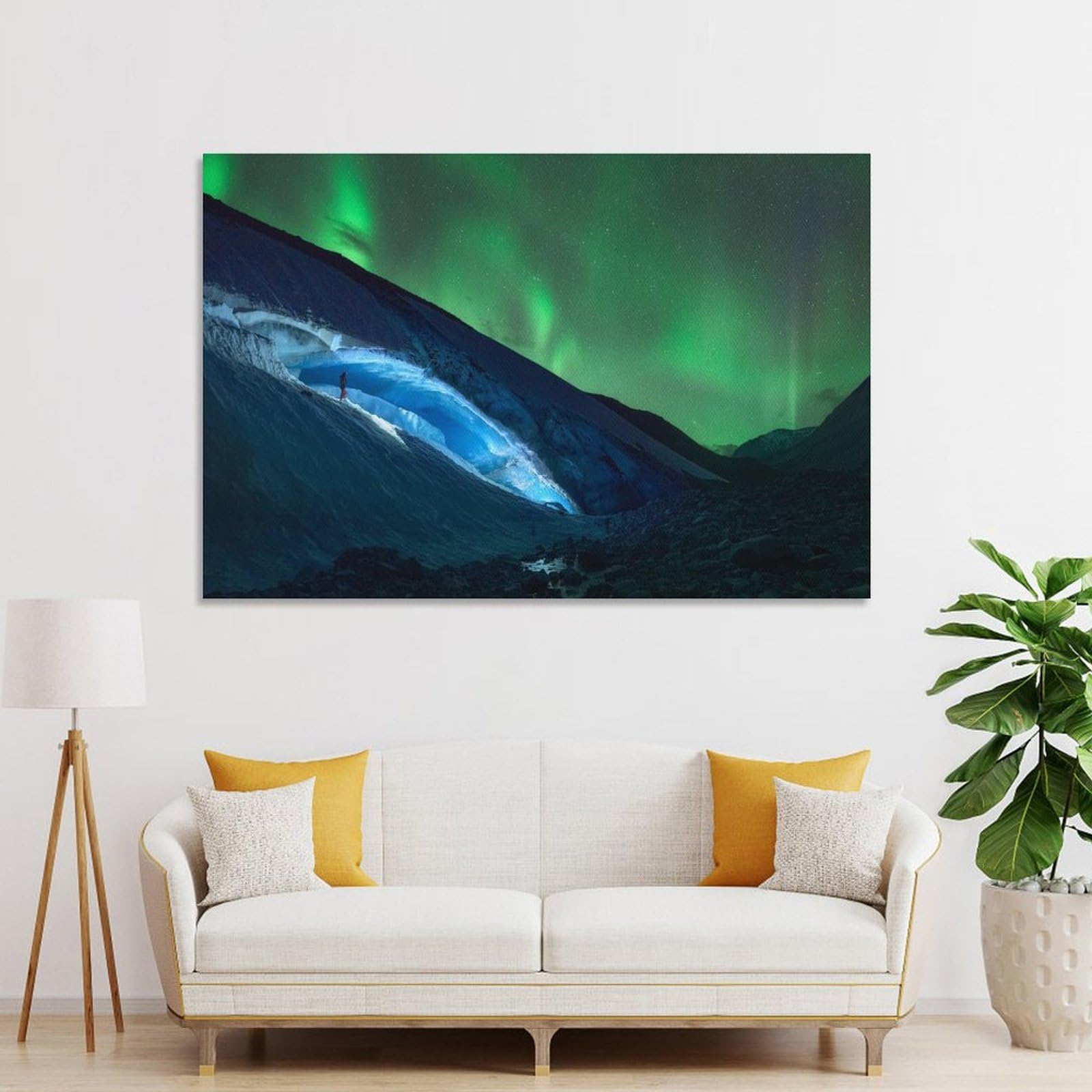 Junmoney Green Aurora Canvas Wall Decor, 24x36inch(60x90cm), for Home Walls, Creative Rooms Or Shared Spaces, Stylish Home Artwork for Focal Walls