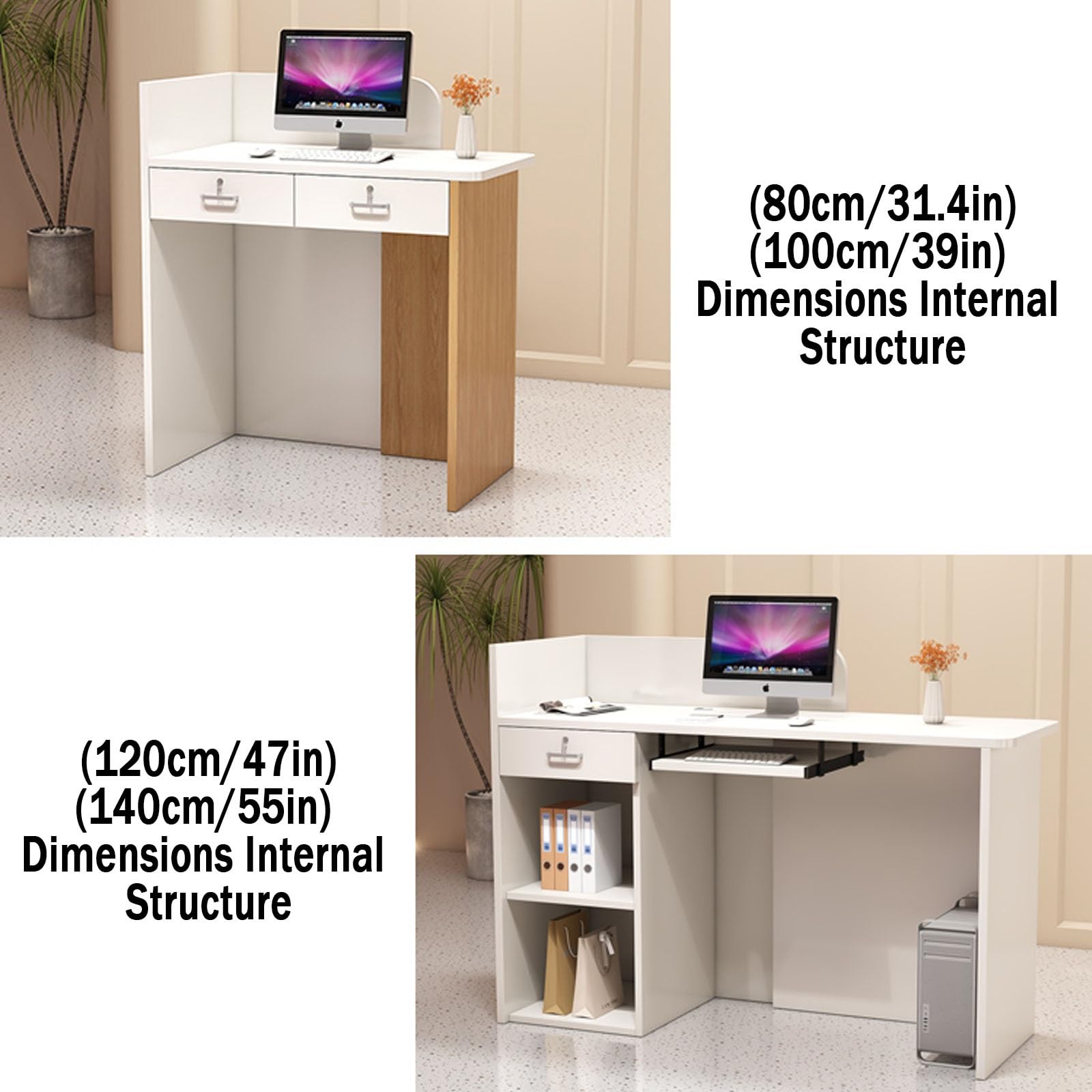 Bureau de réception moderne 100 cm pour salon de vente au détail et hall d'entrée – Table de bureau élégante pour magasin SOHO et espace de travail – Solution de mobilier contemporain