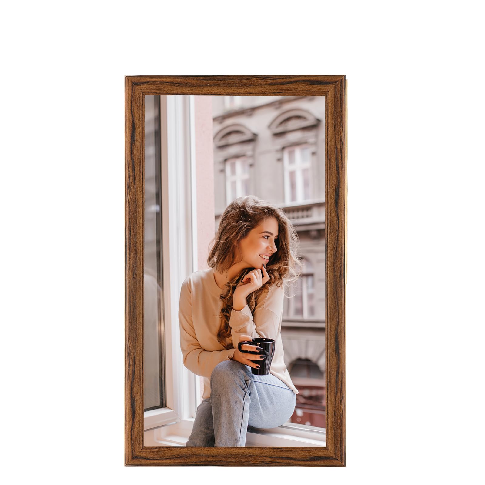 Photo 1 of 11x22 Wood Frame Brown, Rustic Natural Wooden 22x11in Poster Picture Frame, Distressed 11 x 22inch Woodgrain Gallery Photo Frame with HD Plexiglass, Horizontal Vertical Wall Mounting Display 1pcs
