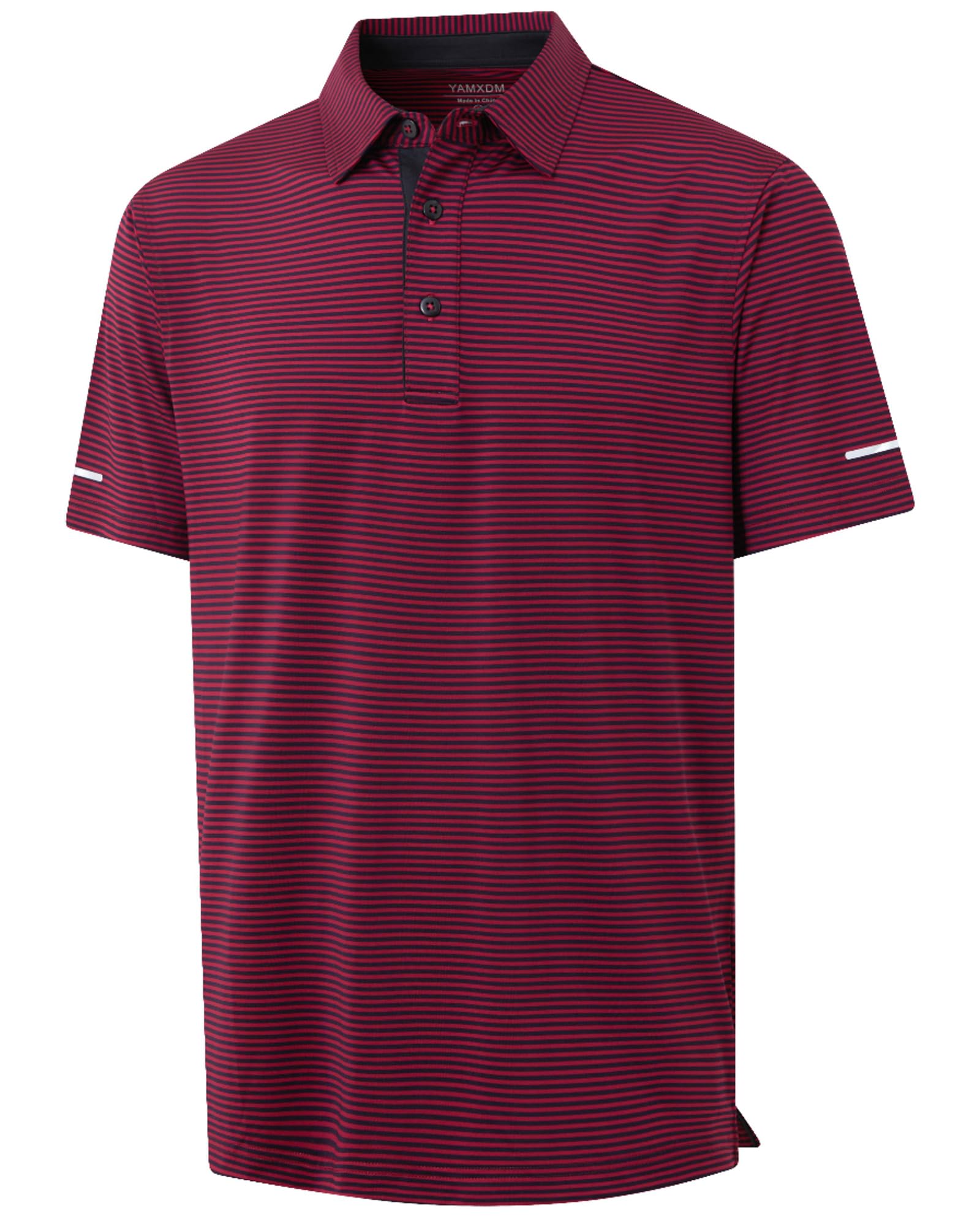 Golf Shirts for Men - Dry Fit Moisture Wicking Short Sleeve Performance Sport Casual Striped Collared Mens Polo Shirt