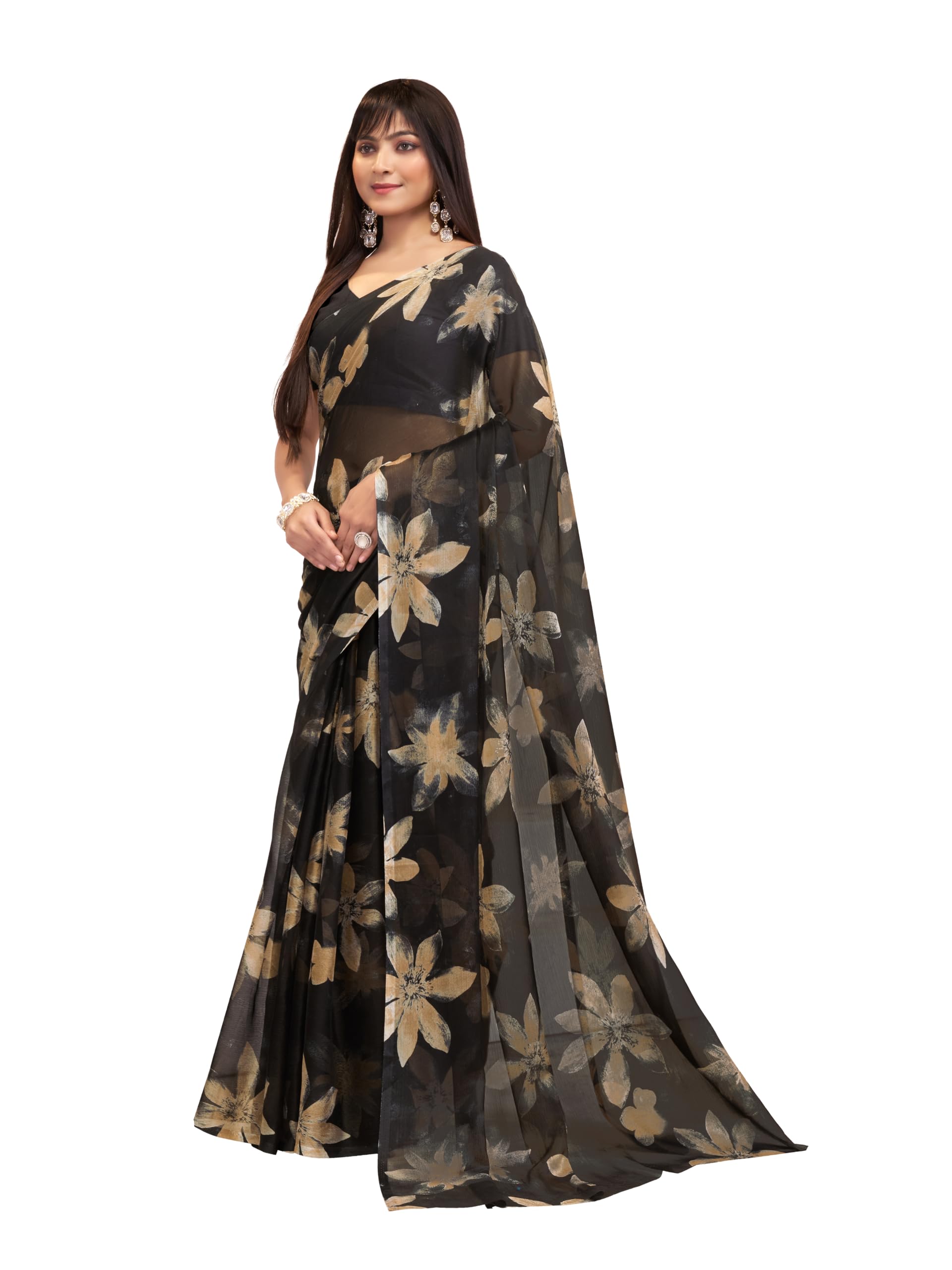 Garden Vareli Floral Print Nara Chiffon Saree 59599