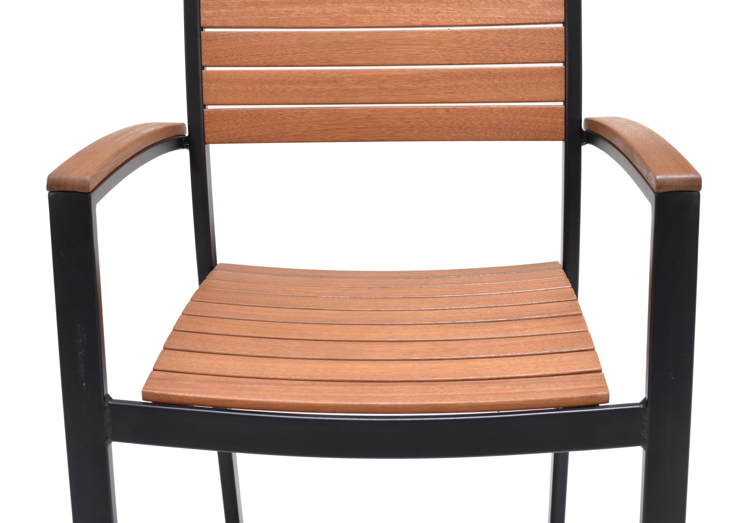METRO Professional Sgabello da Esterno con Braccioli Lynx, Alluminio/Legno di Eucalipto, Sedia Impilabile, Ideale per Ristorante e Giardino, Marrone/Nero
