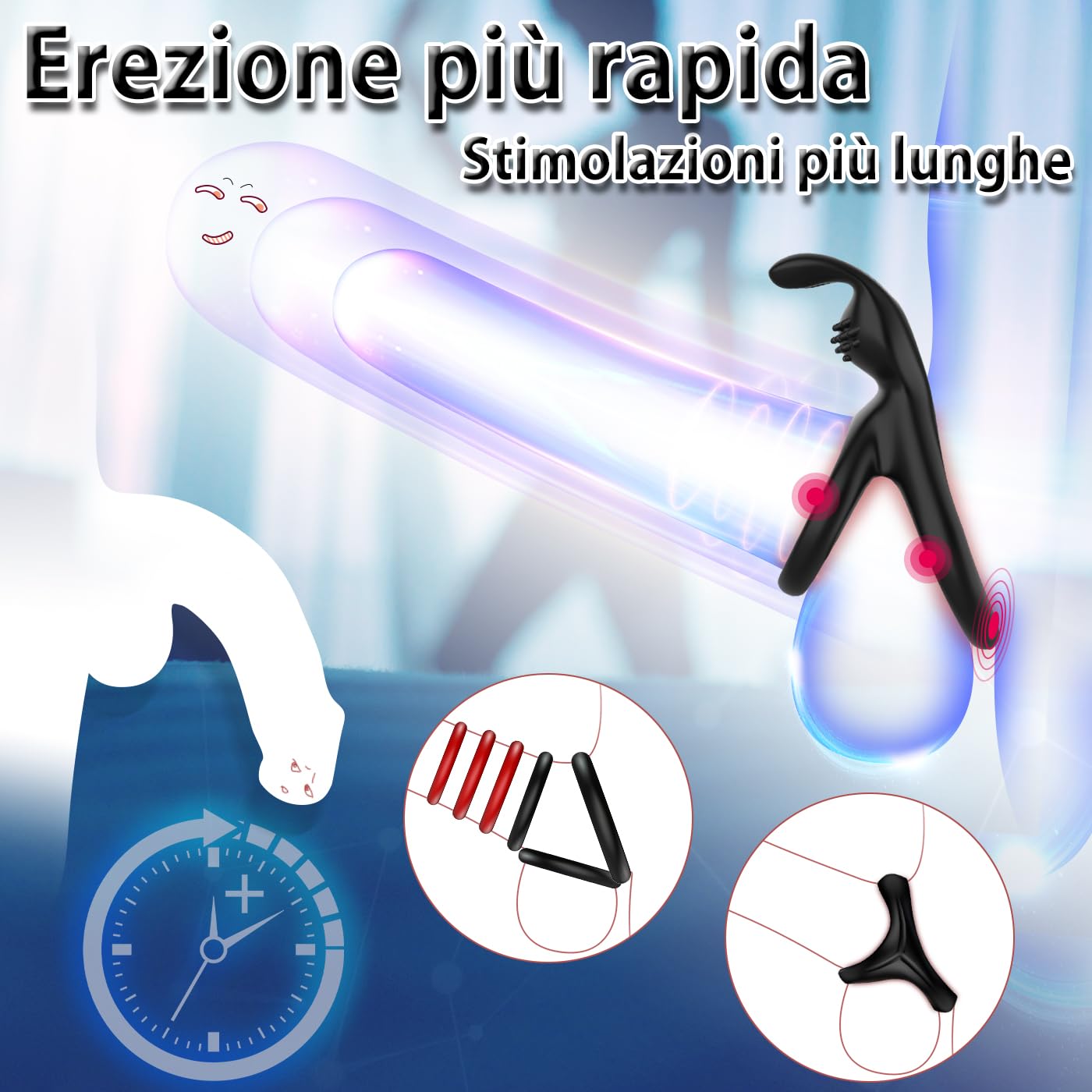Sex Toys Anelli Pene,5 in 1 Anelli Pene Ritardanti,Ritardare L'eiaculazione Precoce e Aumenta la Potenza per L'erezione Anello Fallico Triangolo per la Stimolazione di Coppia Giocattoli Sessuali
